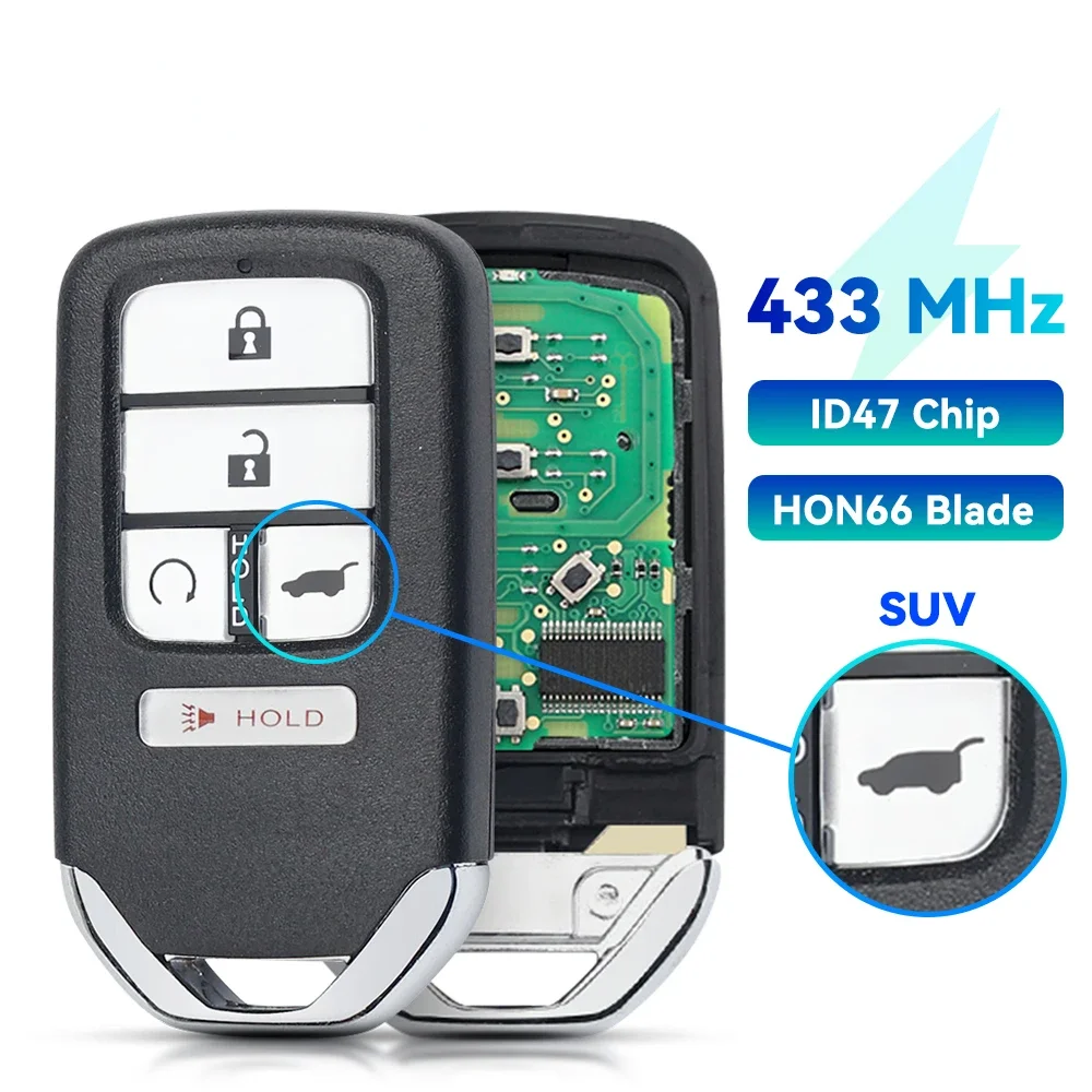 

Умный дистанционный ключ KEYYOU 433 МГц для Honda Piot CR-V Civic 2016 2017 2018 2019 2020 2021 подходит для City Jazz XRV Venzel HRV CRV ID47Chip