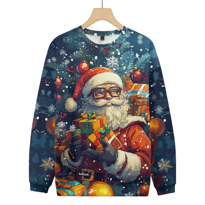 Canta Claus Ugly Christmas Sweater For Men 3d Printed Xmas Snowman Pullovers New Year Gift Crew Neck Sweatshirt Children Tops