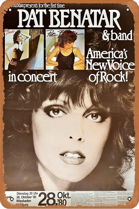 Бенatar Пат -Концертный плакат - 28.10.1980 Wiesbaden Wartburg Забавная художественная