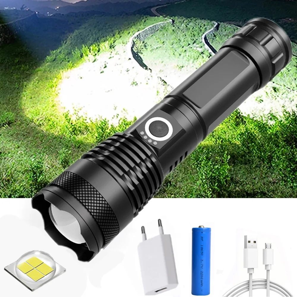 Outdoor camping light P50 led flashlight 18650 high power tactical flashlight USB charging torch light linterna camping lantern