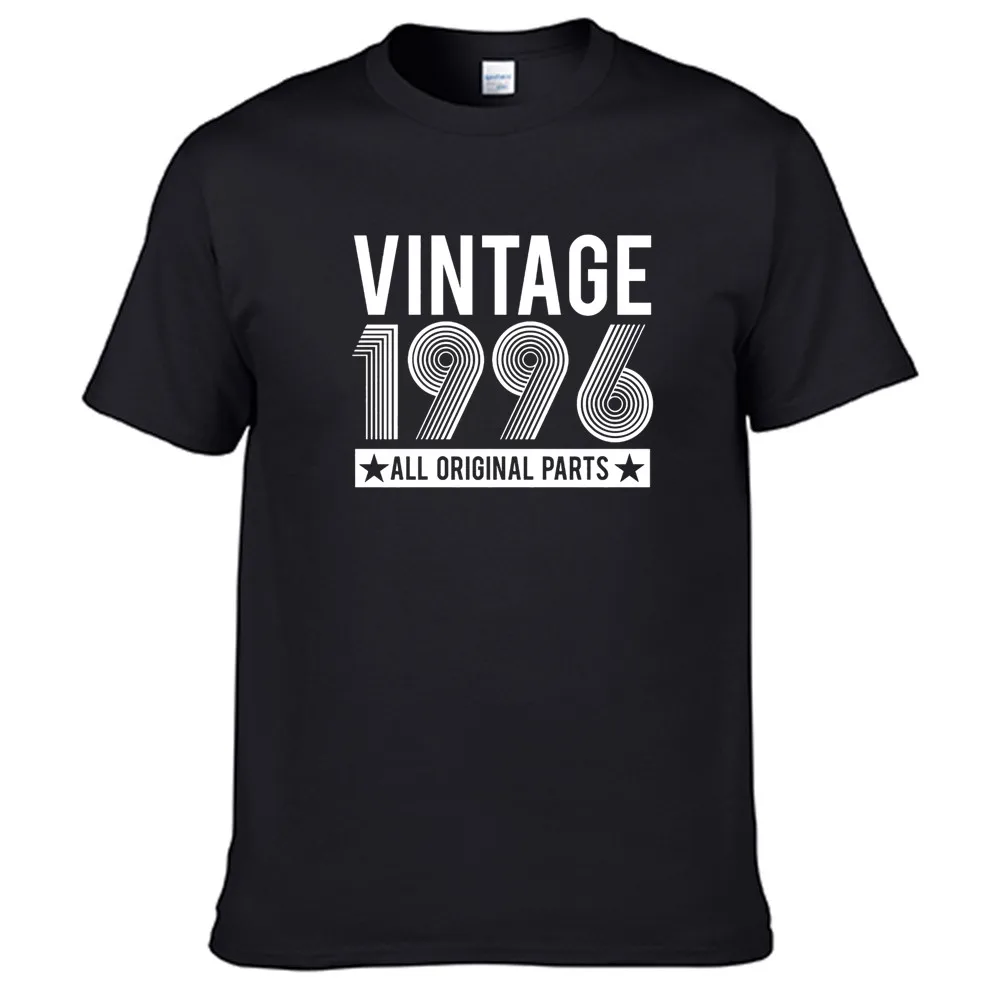 

Vintage 1996 All Original Parts Men Women Summer 100% Cotton Black Tees Male Newest Top Popular Normal Tee Shirts Unisex