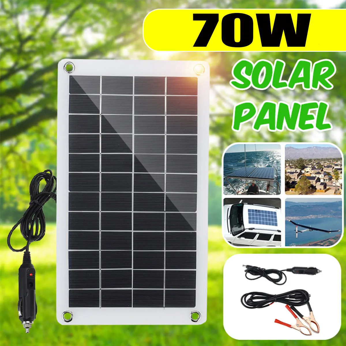 70W Solar Panel 12V Solar Panel for Phone RV Car MP3 PAD Charger Outdoor Battery Supply