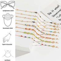 luxury pearl crystal butterfly glasses chain lanyard ladies devil eye color crystal anti slip mask holder sunglass chain jewelry