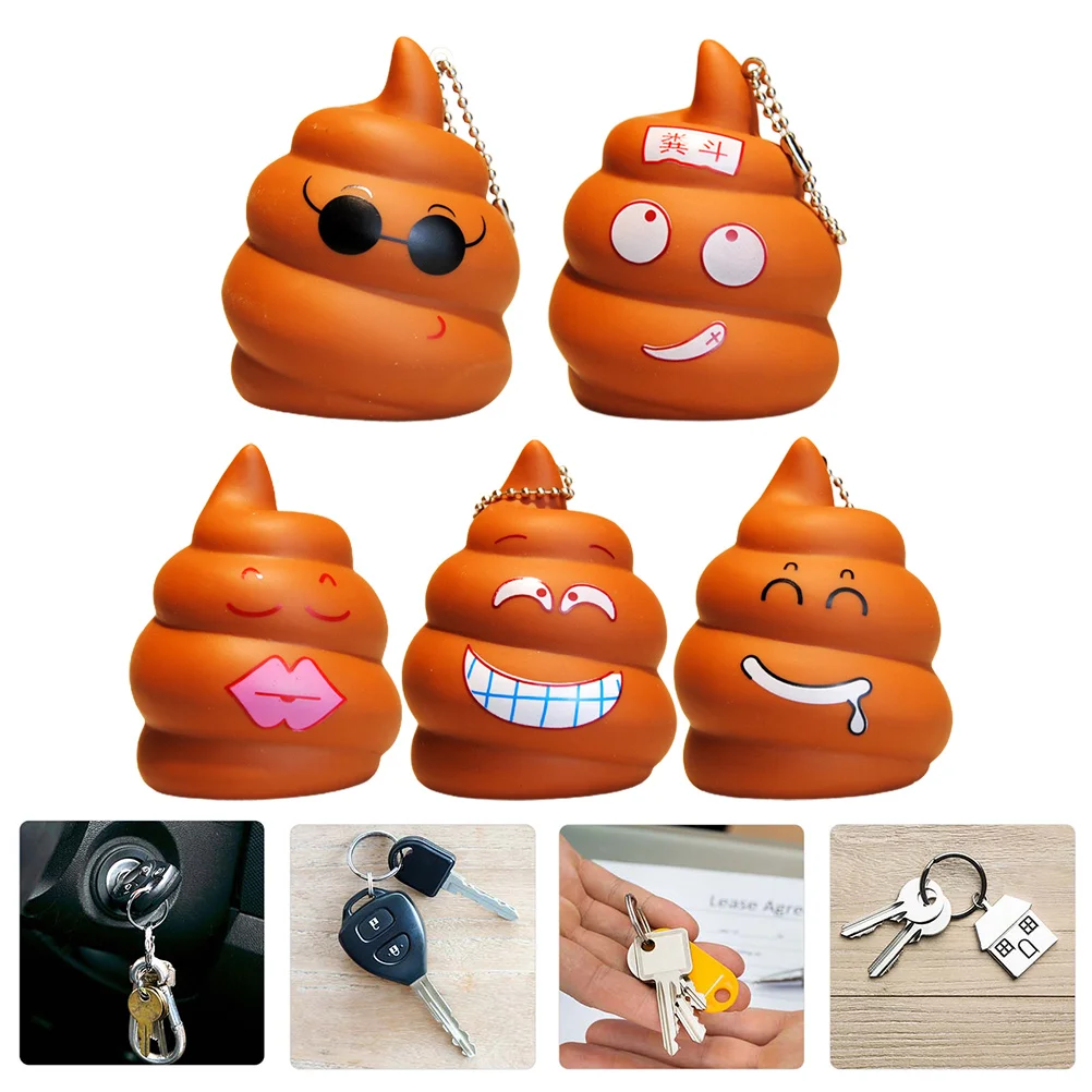 

5 Pcs Poo Keychain Party Favors Poop Toy Imitation Car Ring Keys Joke Prank Holder Bag Ornament Filler Interesting things