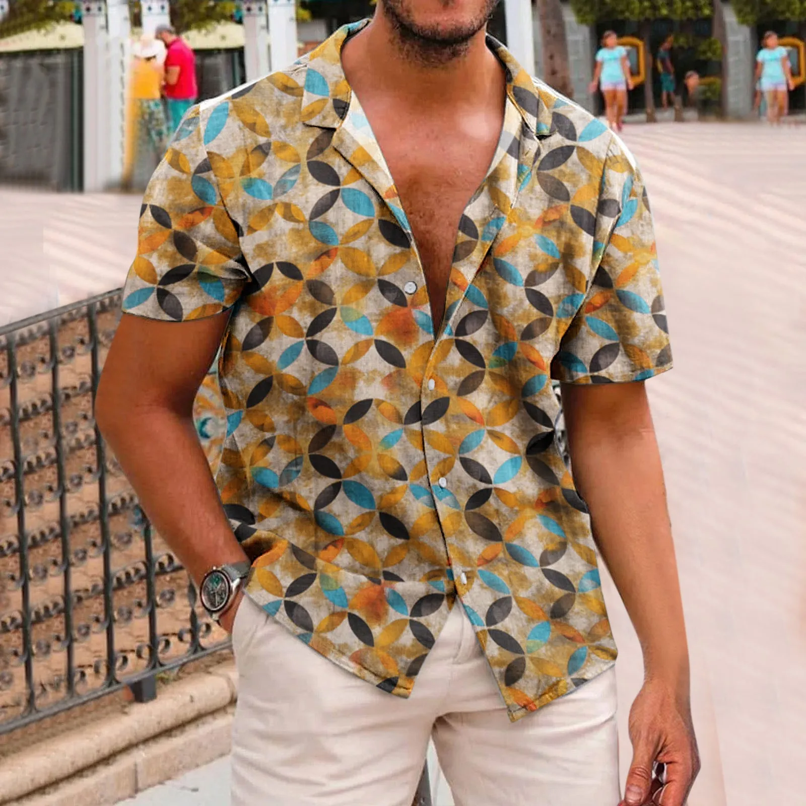 

Мужские Пляжные рубашки Camisa Social Masculina 2022, модная брендовая рубашка с цветочным принтом, мужская приталенная гавайская рубашка с коротким ру...