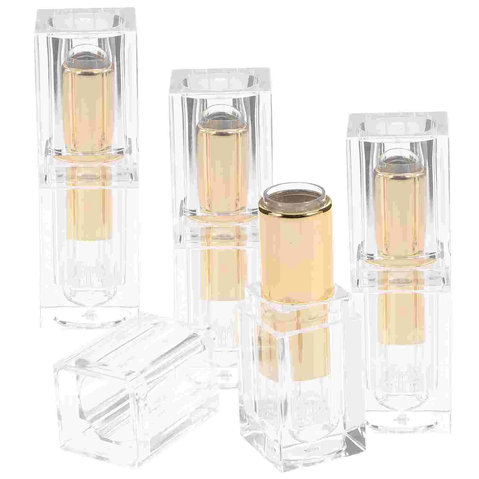 4 Pcs Portable Transparent Reusable Empty Tubes Lipstick Tubes for Lip Balm Lipstick