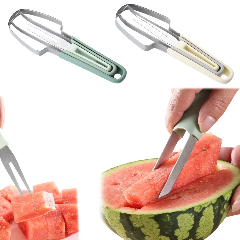 3-в-1 вилка для арбуза резак резки набор вилок нарезки нож дыни из нержавеющей