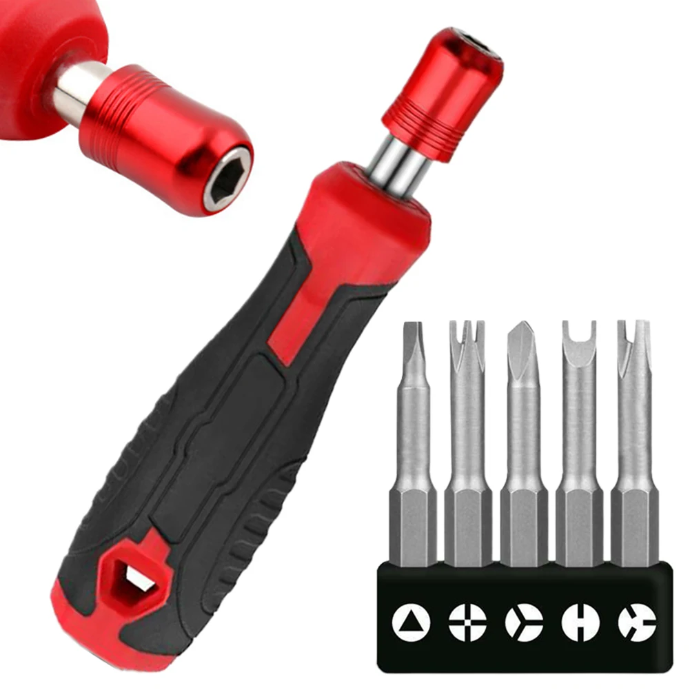 

6pcs Screwdriver Bit With Handle Cross Anti Slip For Socket Wrench Anti-corrosion Wear-resistant High Hardness Hand Tools