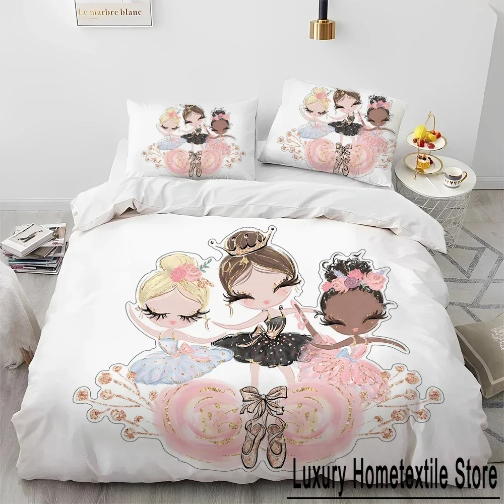 Cartoon Cute Ballet Girl Ballerina Bedding Set Duvet Cover Bed Quilt Pillowcase Comforter king Queen Size Boys Adult