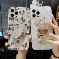 mickey and minnie doraemon quicksand with stand phone cases for iphone 13 12 11 pro max mini xr xs max back cover