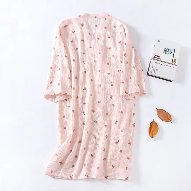 Халат-кимоно Женский из 2024 промытого хлопка на весну-осень