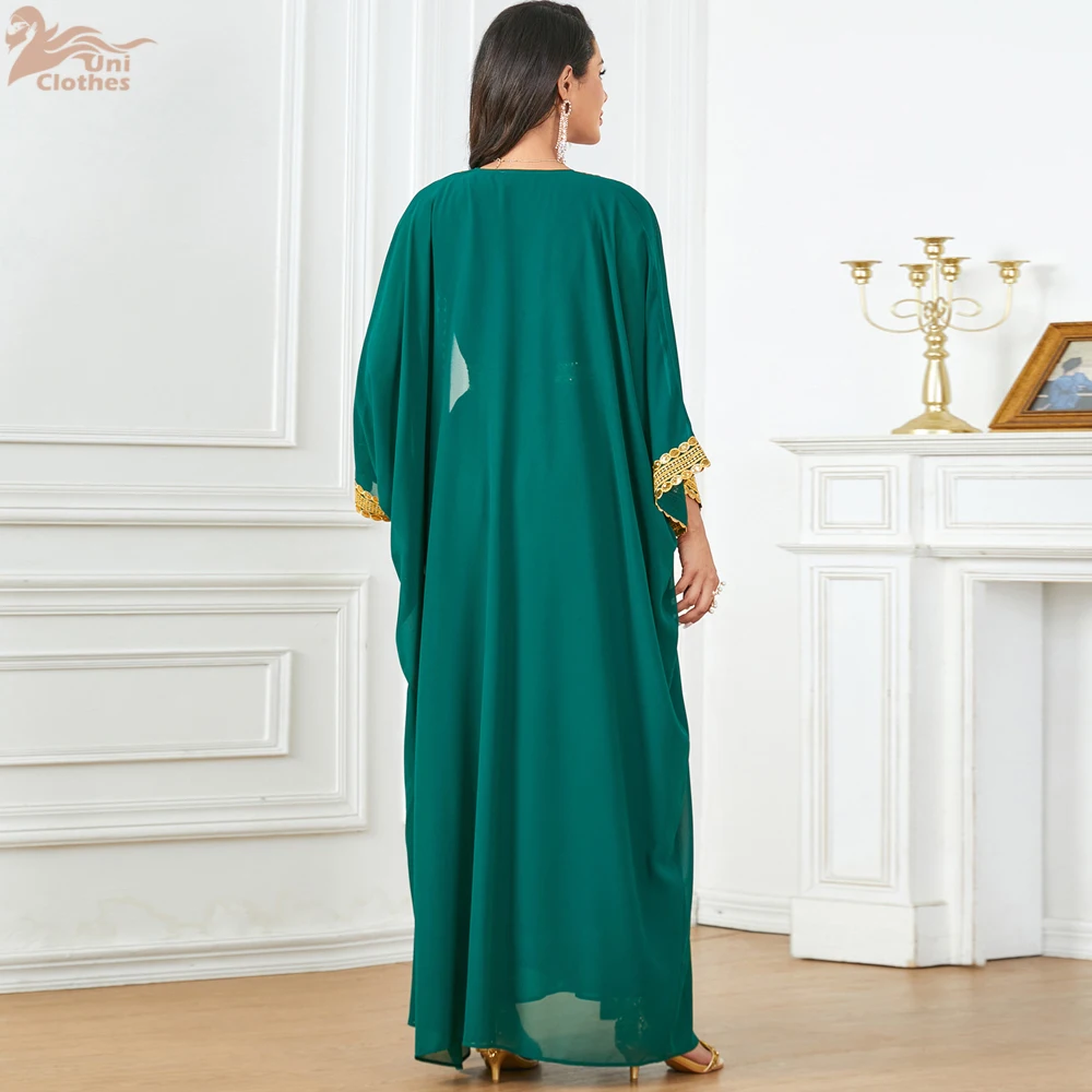 Мусульманская Мода из двух частей с блестками однотонная летняя абайя V-образным