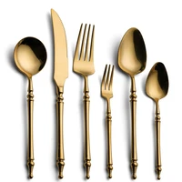 western tableware full set of six sets of titanium plated 304 stainless steel knife fork and spoon