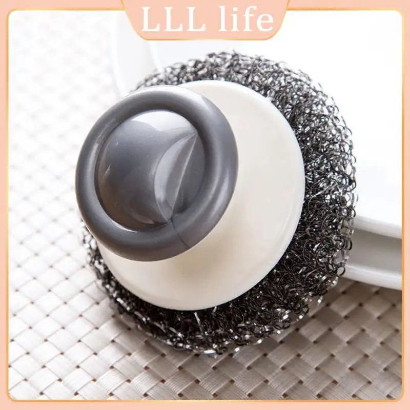 

Plastic Rich Foaming Metal Scrubber Ball Comfort Grasp Cleaning Brush Not Hurt Hands Handle Iron Wire Ball Steel Ball Durable