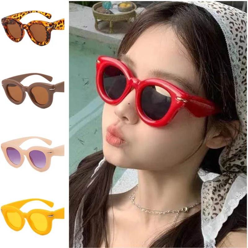 Модные солнцезащитные очки женские ярких цветов анти-УФ-очки в большой оправе