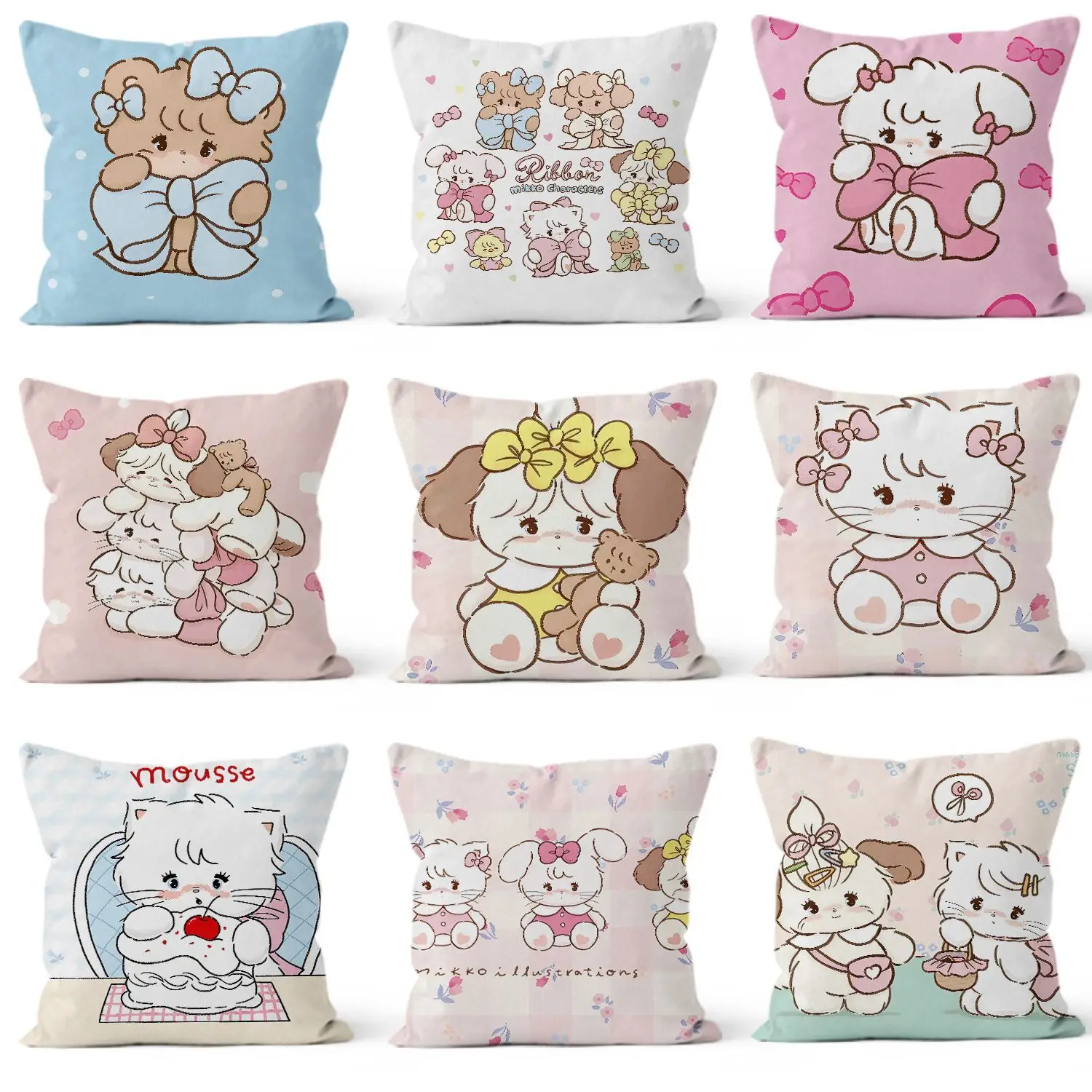 

2Pcs Kawaii Mikko Cushion Plush Toys Anime Pillowcase and Pillow Insert Cartoon Anime Pillow Home Decoration Children Gifts
