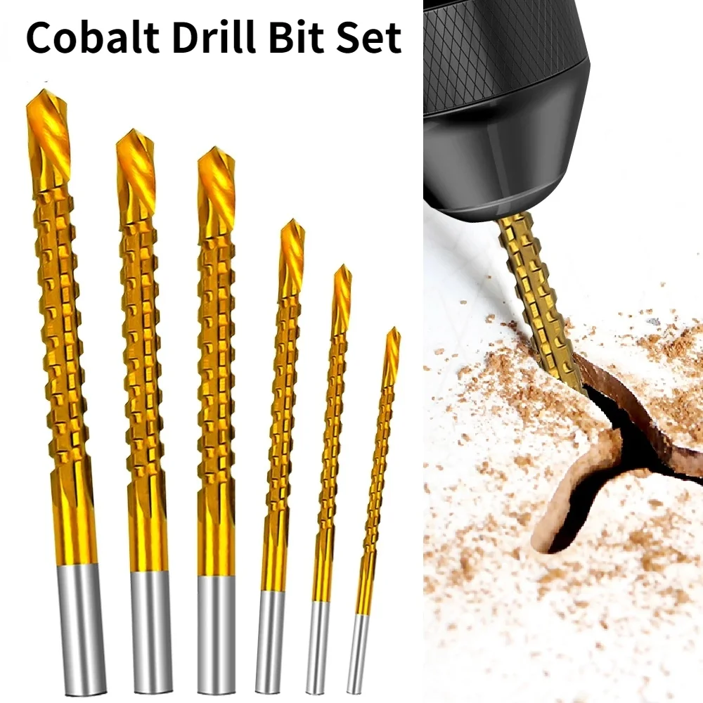 

Набор многофункциональных кобальтовых сверл 6 шт./компл., спиральные винты, метрические композитные метчики, метчики, спиральные сверла, наб...