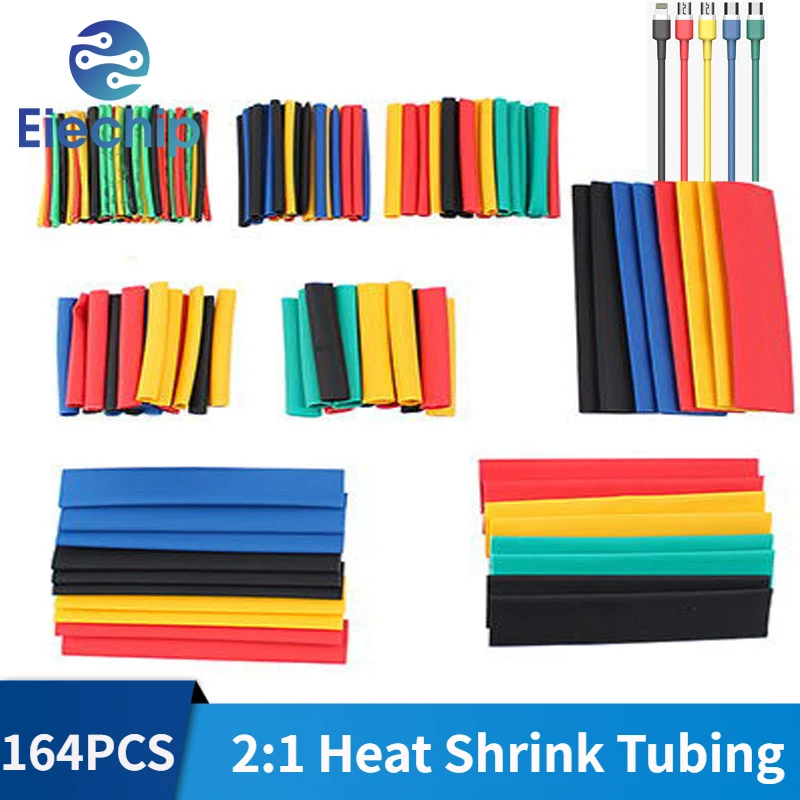 

164pcs 2:1 Heat Shrink Tubing Kit Thermoresistant Tube DIY Polyethylene Insulating Sleeve Wire Cable Insulation Sleeving