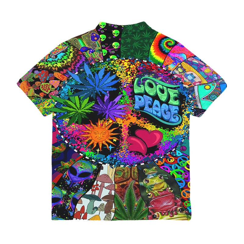 Fashion Hawaiian Shirts Summer Beach Oversize Shirt Harajuku Holiday Casual Short Sleeve Button Shirt Digital Printing Weeds Top