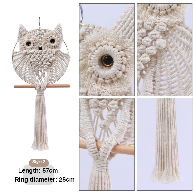 

Bohemian Woven Tapestry Long Tassel Owl Wall Hanging Decoration Handmade Home Decor Wall Cotton Rope Nordic Pendant Room Decor