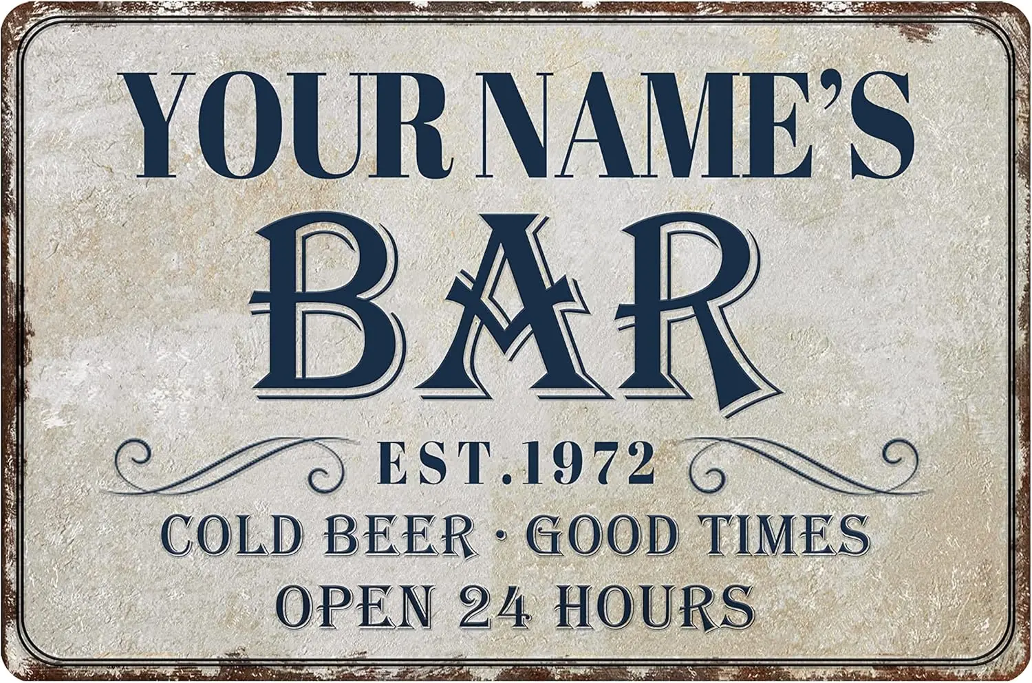 Ctom br Sgn Персонализированный Nme lumnum Retro Wll Decor - Холодное пиво Good Tmes Open 24 часа