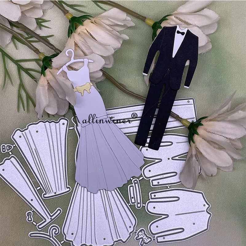

Bride and groom dress DIY Craft Metal Cutting Die Scrapbook Embossed Paper Card Album Craft Template Stencil Dies
