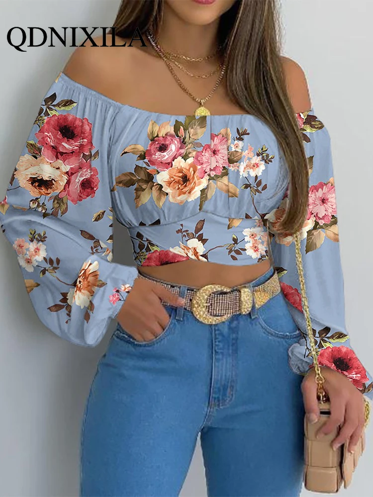 

Spring and Summer Ladies Strapless Cross Strap Woman Tshirts Women Tops Blouse Corset Long Sleeve Top Women Women Shirts Blouses
