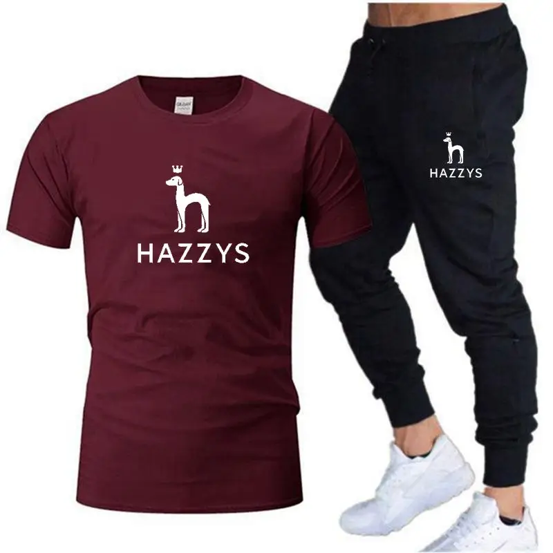 2022 г. комплект из мужской футболки HAZZYS летний спортивный костюм хлопковая