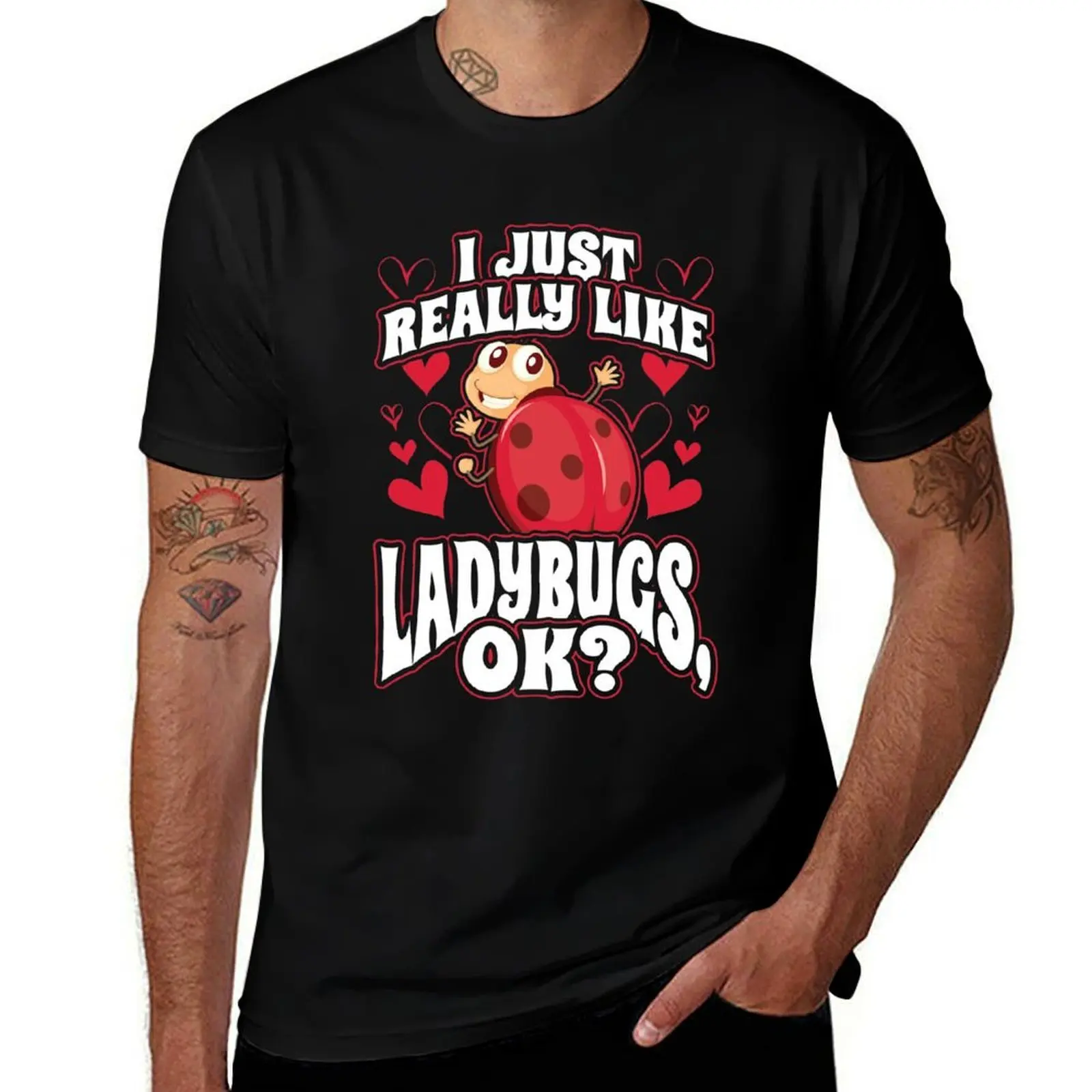 Фото Футболка I Just Really Like Ladybugs OK, солнцезащитная футболка для активного отдыха №1