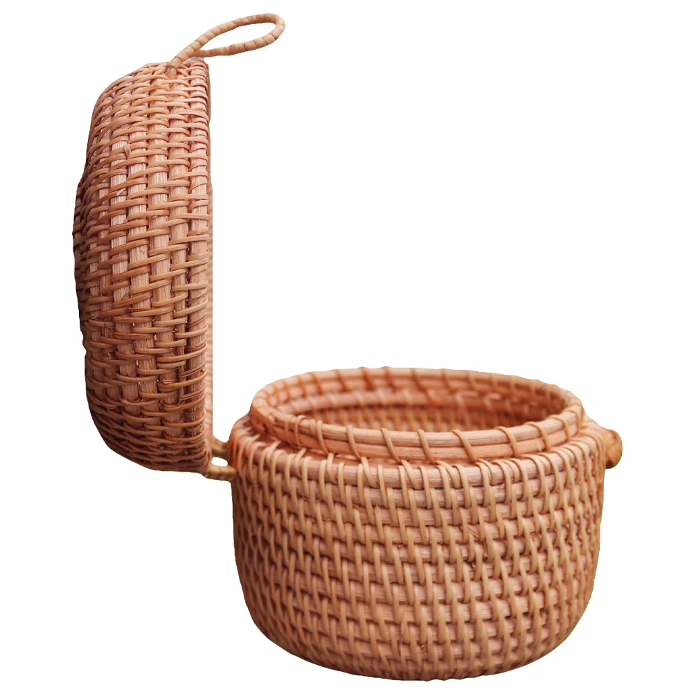 

Creative Round Manual Weaving Basket Rattan Storage Basket Fruit Basket