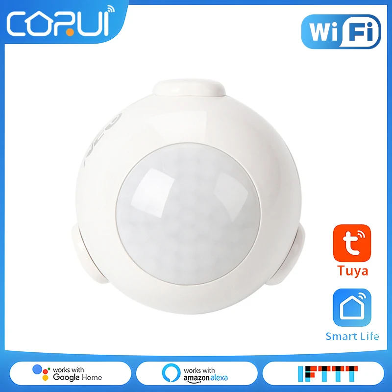 

CORUI Tuya WiFi PIR Motion Sensor Smart Home Wireless Human Body Infrared Detector Security Burglar Alarm SmartLife APP Control