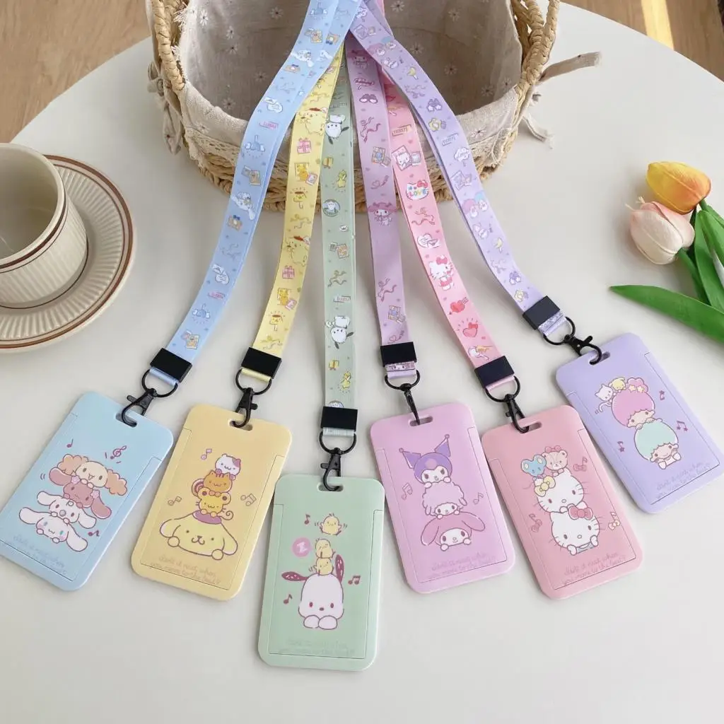 

Bandai Holle Kitty Kuromi Keychain Campus Prevent Students Losing Subway Hanging Keyring Id Card Lanyard Rope Holder Lariat