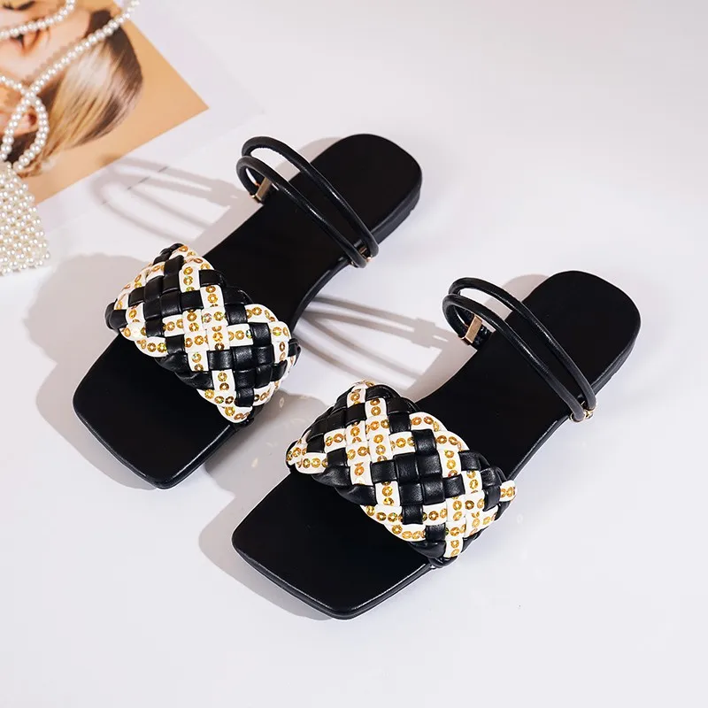 

2022 New Female Slippers Summer Flats Flip Flops Shoes Women Casual Outside Weave Slides For Ladies Ytmtloy Indoor Sapatos