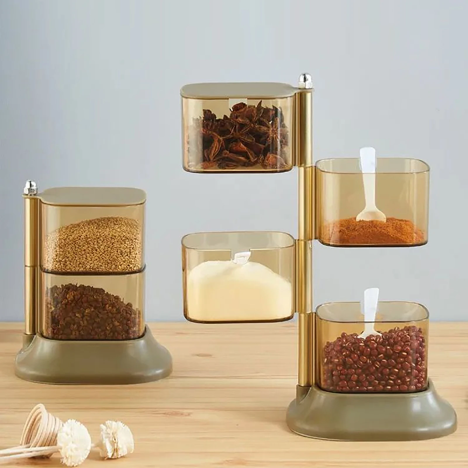 

Вращающаяся многослойная Вертикальная коробка для приправ, банки, домашний кухонный инструмент, аксессуары, многослойная вращающаяся комп...