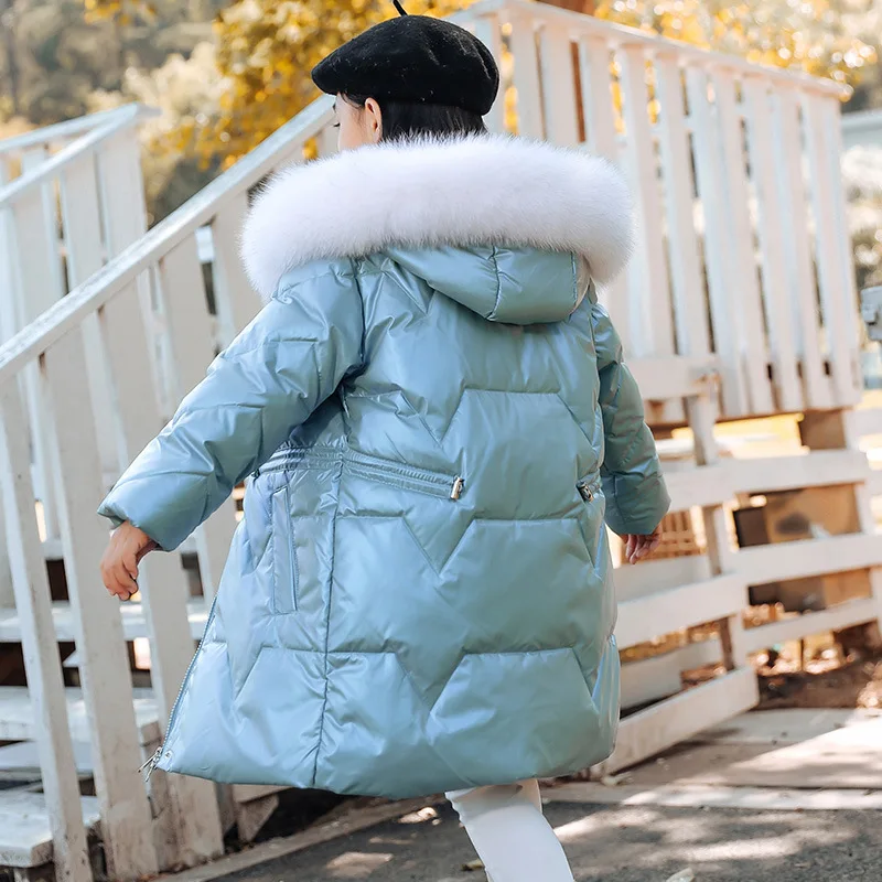 Kids 2022 Winter Hooded Warm Coat Fashion Parkas Clothing For Girls Down Jacket Children Fur Hooded Snowsuit TZ468