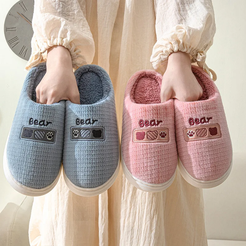 

Cotton Slippers Winter Couple Home Indoor Non-Slip Velvet Thickening