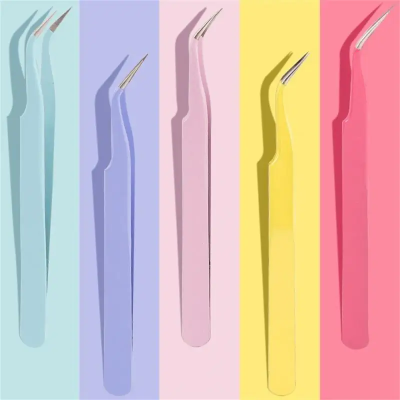 

1/2pcs Stainless Steel Eyelashes Tweezers Professional For Lashes Extension Macaron Color Eyebrow Tweezers Eyelash Makeup Tools