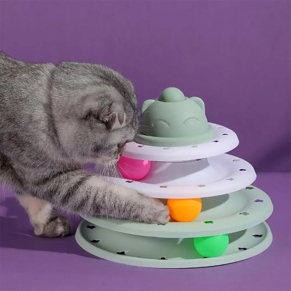 

Веселый 4-слойный тренировочный мяч для кошек, умная интерактивная игрушка для кошек, обучающая башня для дисков, товары для домашних животн...
