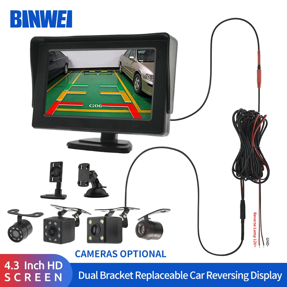 

BINWEI 4.3 Inch Car Rear View Camera With Monitor For 170 Angle Waterproof Night Vision Backup Easy Installation Parking System