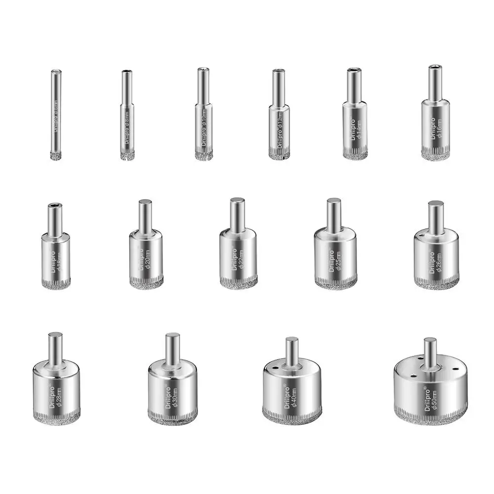 

15pcs Dril Bit Galvanized Diamond Multi-functional Woodworking Punch Hole Saw Drill Bit for Marble Tile Glass Accessories