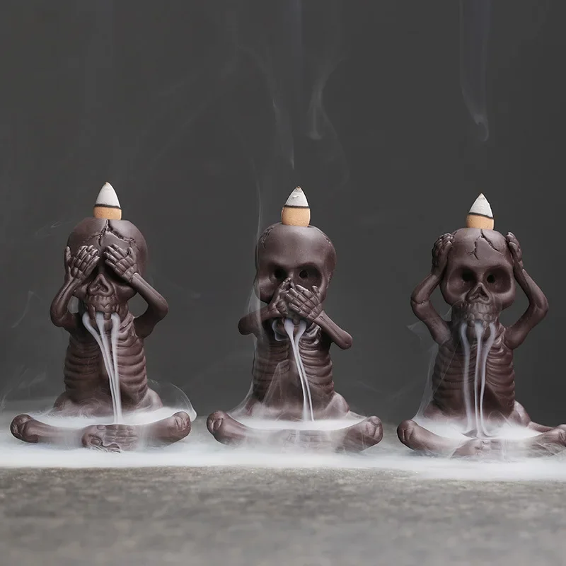 

Purple Sand Backflow Incense Burner Home Decoration Halloween Gift American Skull Imp Backflow Incense Burner Decoration