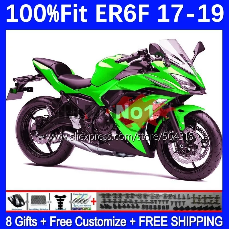 

Injection Body For KAWASAKI NINJA 650R ER-6F ER6 ER 6F 6 F 175MC.34 ER6F 17 18 19 650 R 2017 2018 2019 OEM Fairing green stock