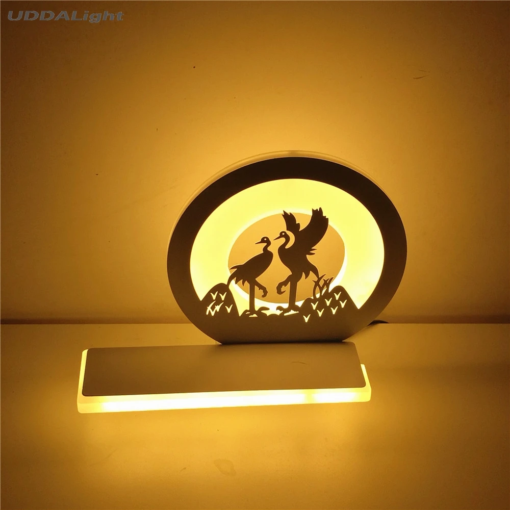

Wall Lamp Bedroom Creative Crane and Acrylic Wall Lights for home decor