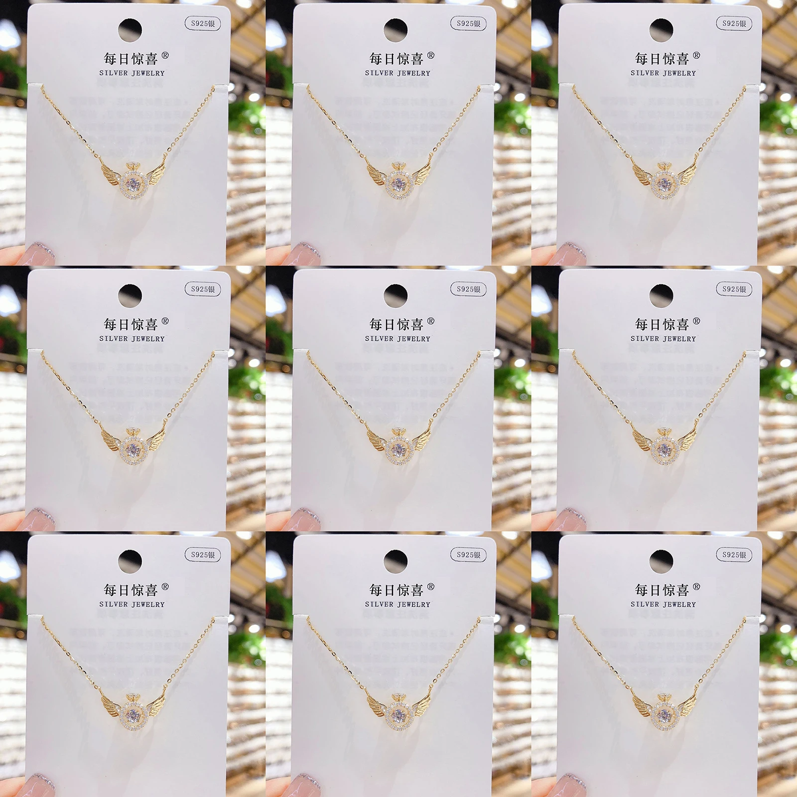 

Цепочка с кулоном женская с ангельскими крыльями и цирконом, простой винтажный Романтический кулон из титановой стали с серебряным покрытием, Ювелирное Украшение до ключиц, 10 штук в партии