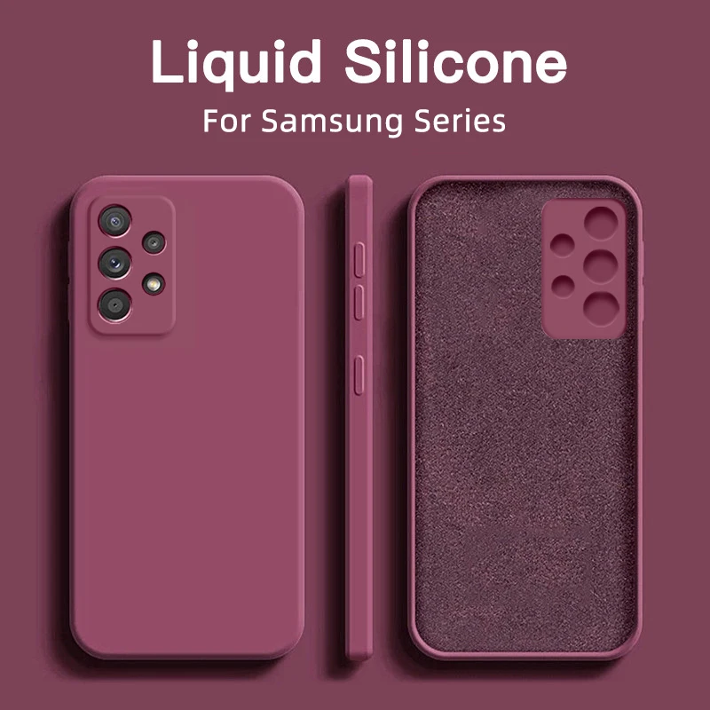 

Square Liquid Silicone Case For Samsung Galaxy S20 FE S21 S22 Ultra S10 Plus A72 A50 A70 A51 A71 A52 5G A31 A32 4G Soft Cover
