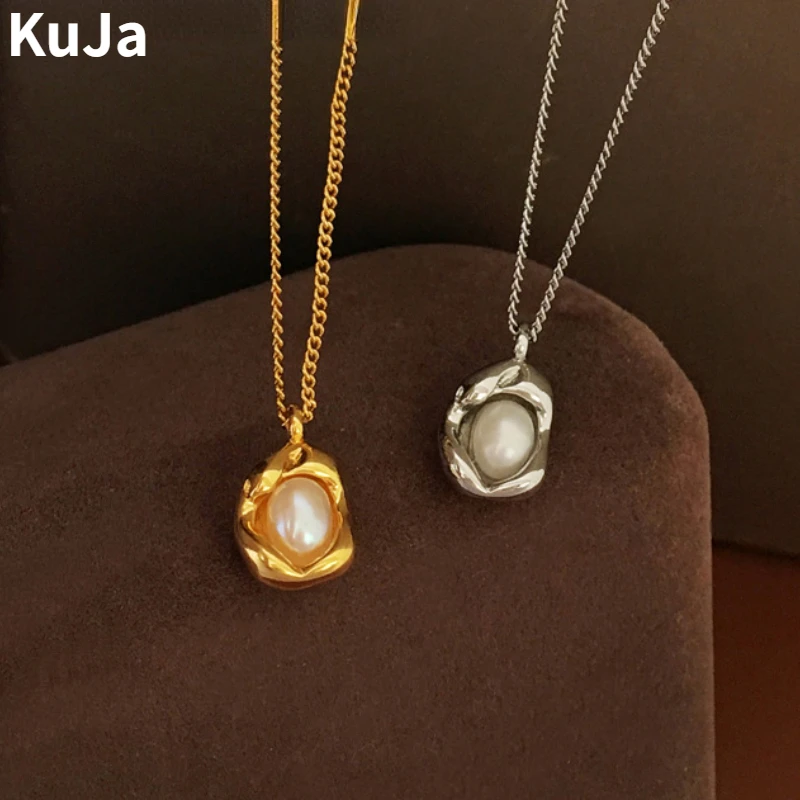 

Modern Jewelry Luxury Temperament Irregular Simulated pearl Pendant Necklace For Women Wedding Gifts Simply Design Accessories