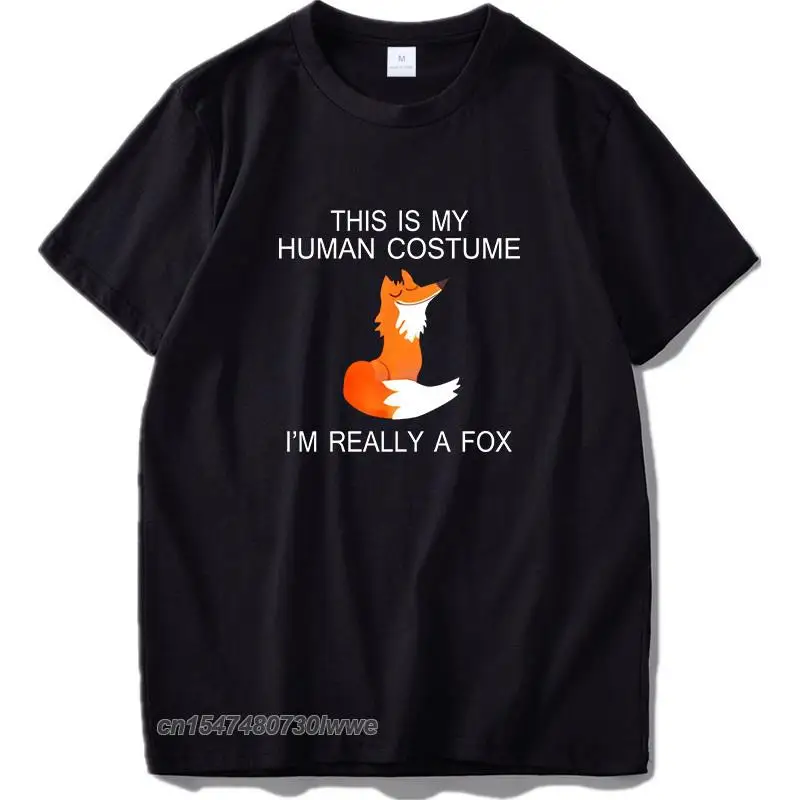 

Fox T Shirt Eu Size This Is My Human I'm Really A Fox Funny Cute Animal Black Cotton Tshirt