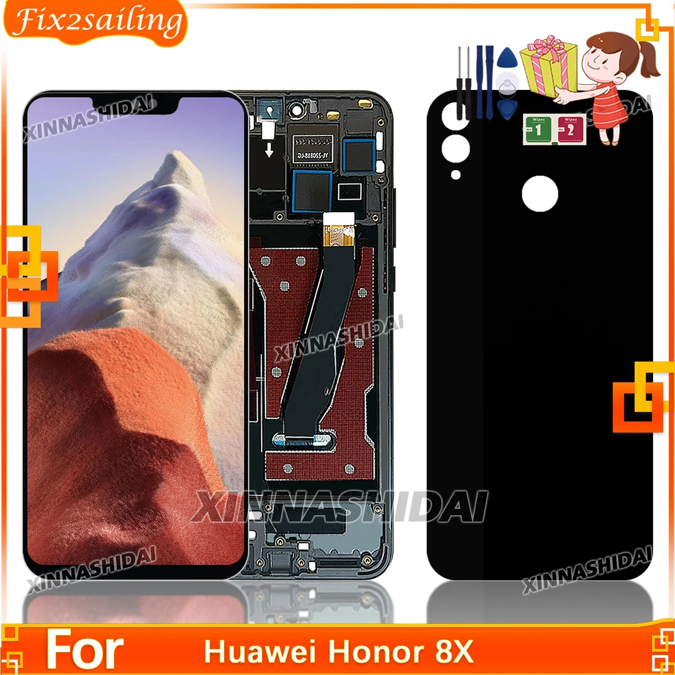 Фото Качество AAA + для Huawei Honor 8X ЖК-дисплей JSN-L22 JSN-L21 дигитайзер сенсорного экрана для Honor 8X дисплей с запасной частью рамки №1
