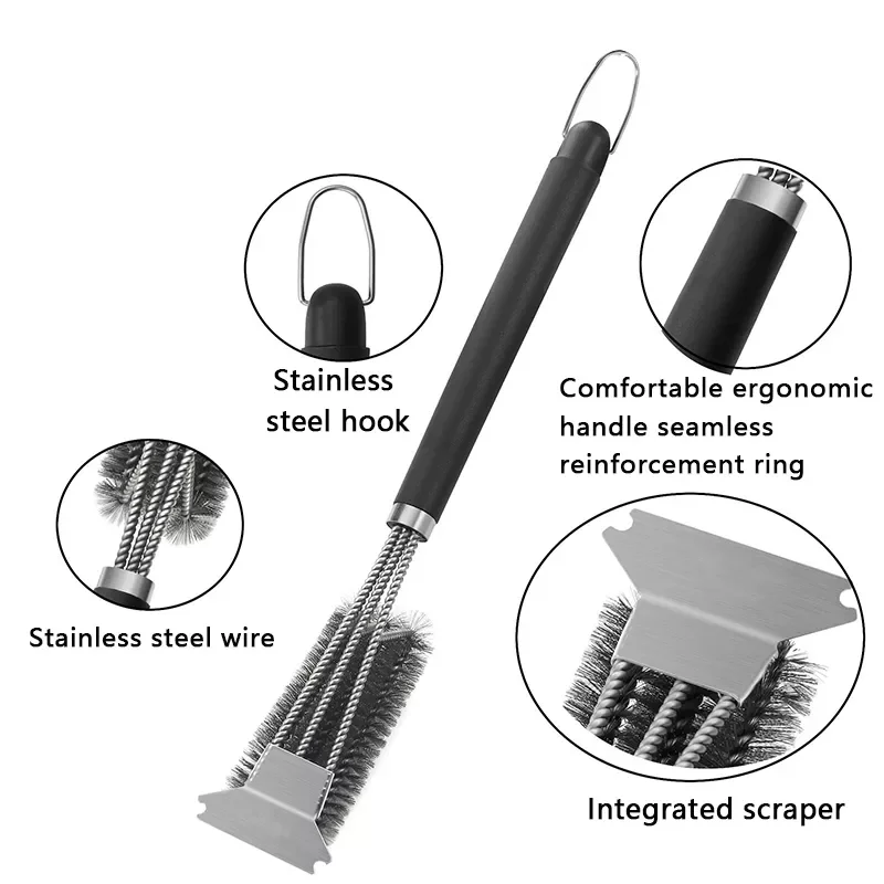 

BBQ Grill Barbecue Kit Cleaning Brush Stainless Steel Kitchen Accessories Bristles Cleaning Brushes Cooking Tool Barbecue Gadget