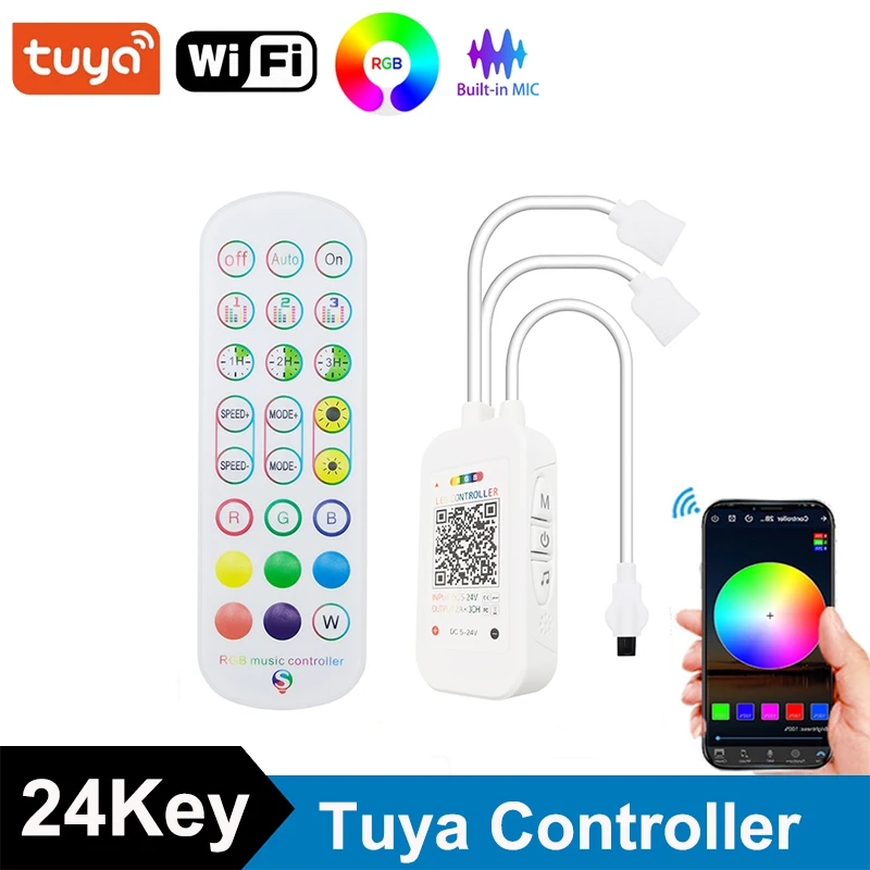 

Rgb Controller For Led Strip TV Tuya Zigbee Control RGB Sound 5-24V Smart Wifi Controller RGB Tape LED Zigbee Controller